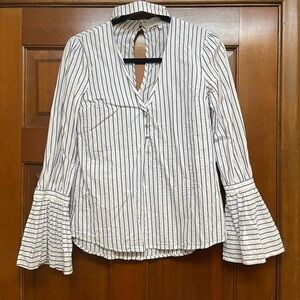 L’Academie striped choker neck poplin striped shirt size XS